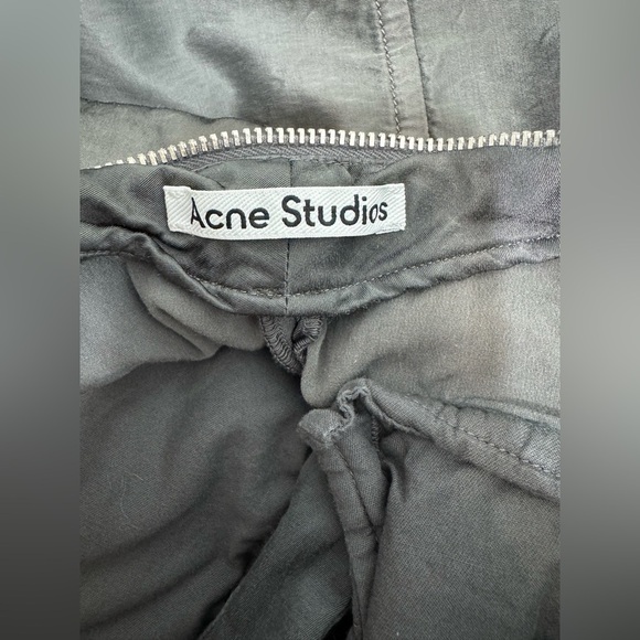 EUC Acne Studios Dusty Grey Satin Cargo Pants - Picture 14 of 16
